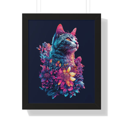 Floral Cat Framed Wall Art