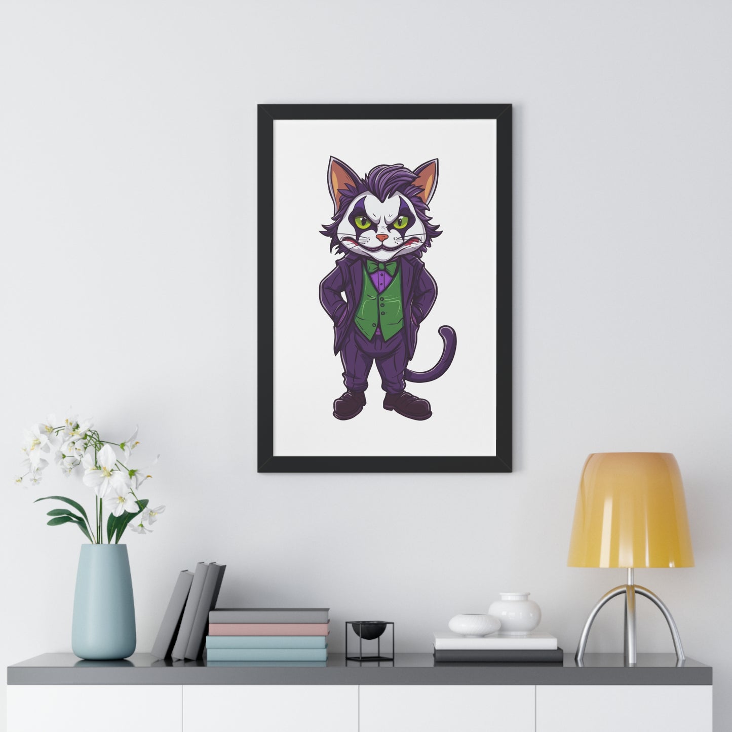 Joker Cat Framed Wall Art