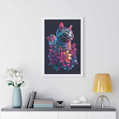 Floral Cat Framed Wall Art