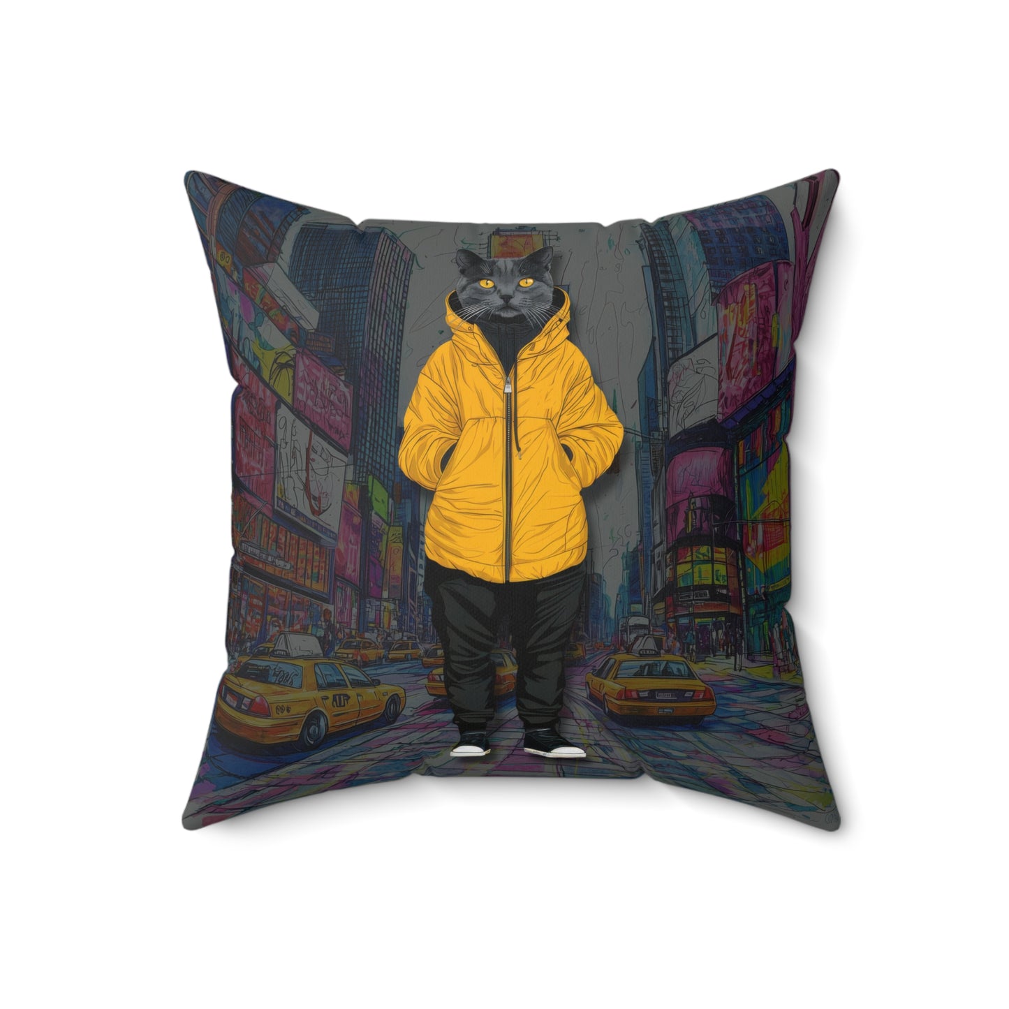 Street Cat Style Throw Pillow
