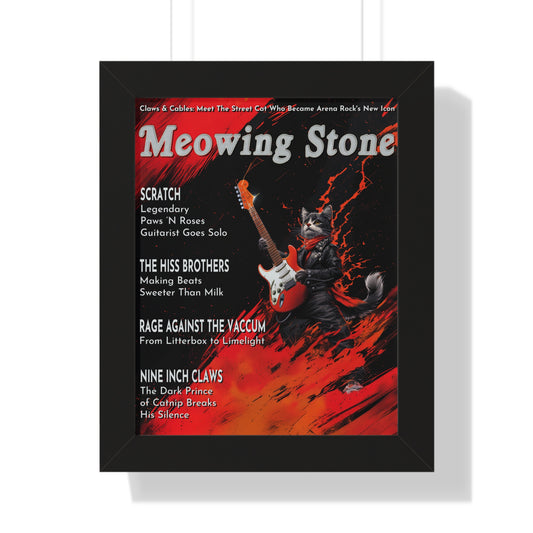 Meowing Stone Magazine Framed Wall Art