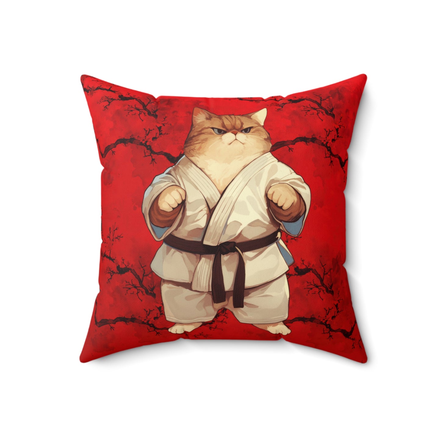 The Karate Kitty Throw Pillow