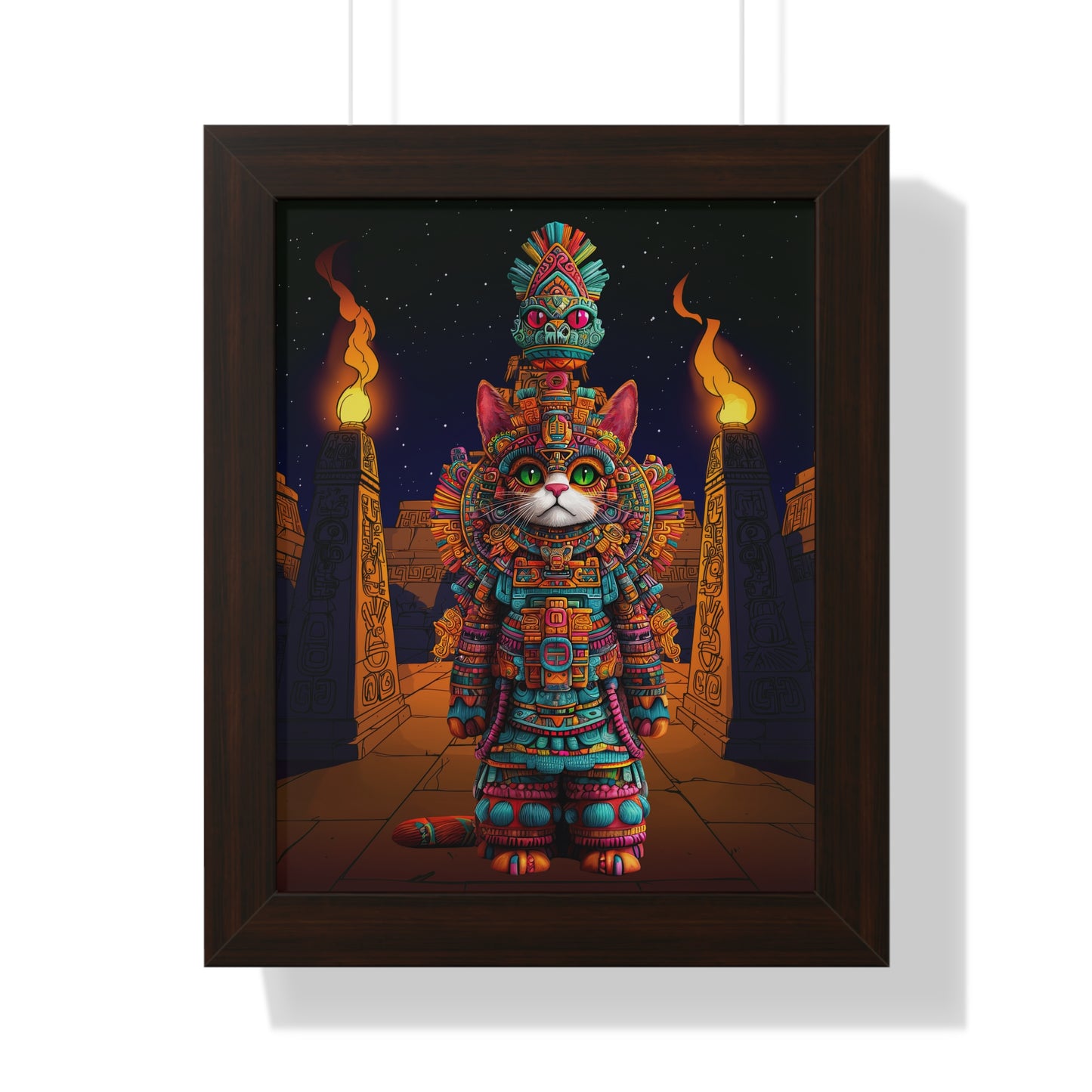 Azteca Gatito Framed Wall Art