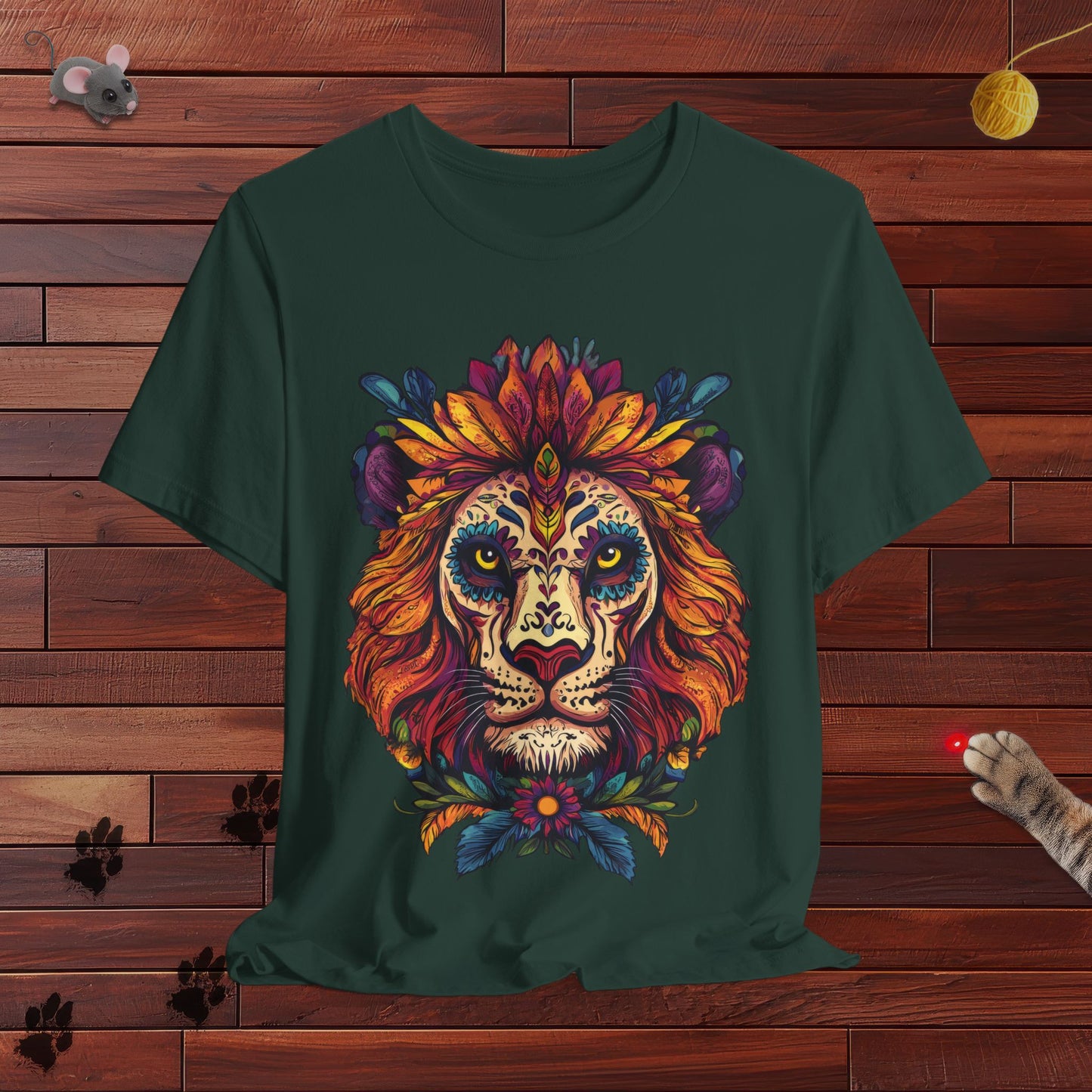 Dia De Muerte Lion Mens Tee