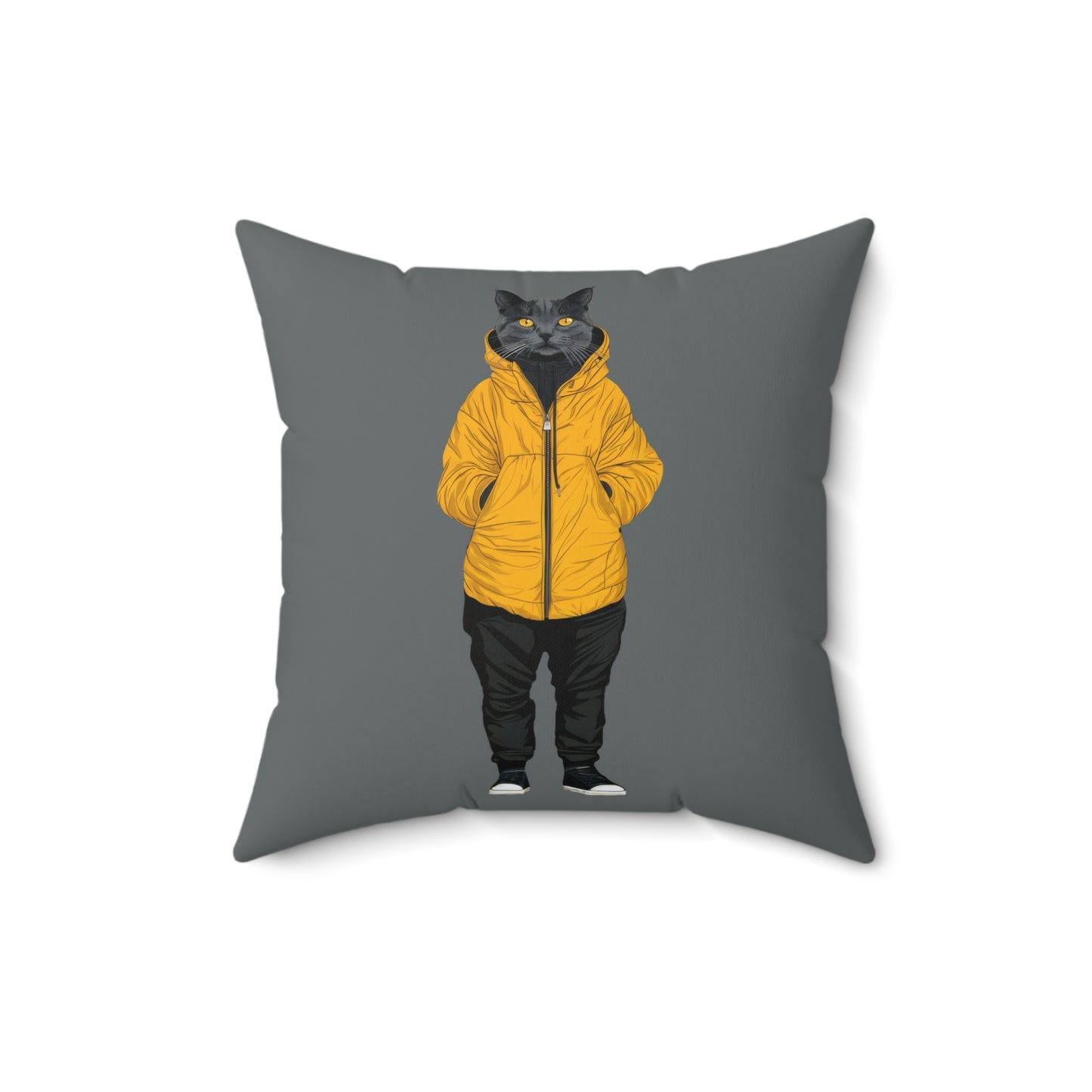 Yellow Jacket Cat Throw Pillow