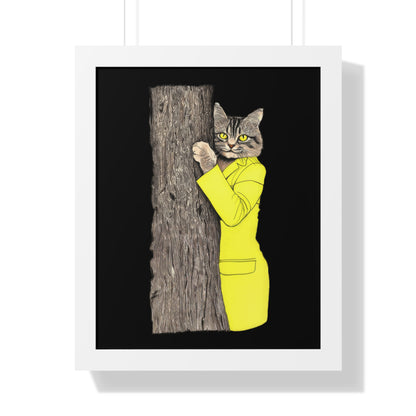 Yellow Jacket Cat Framed Wall Art