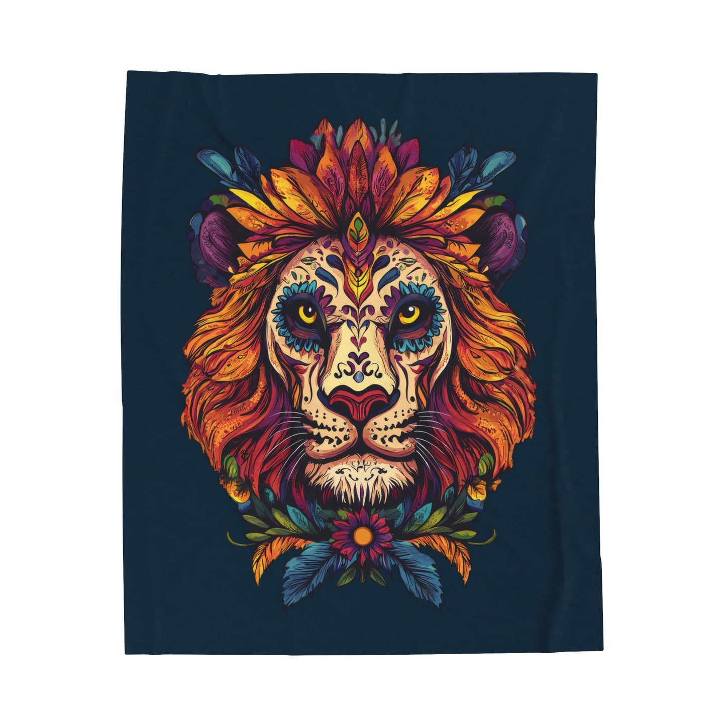 Dia De Muerte Lion Velveteen Plush Blanket