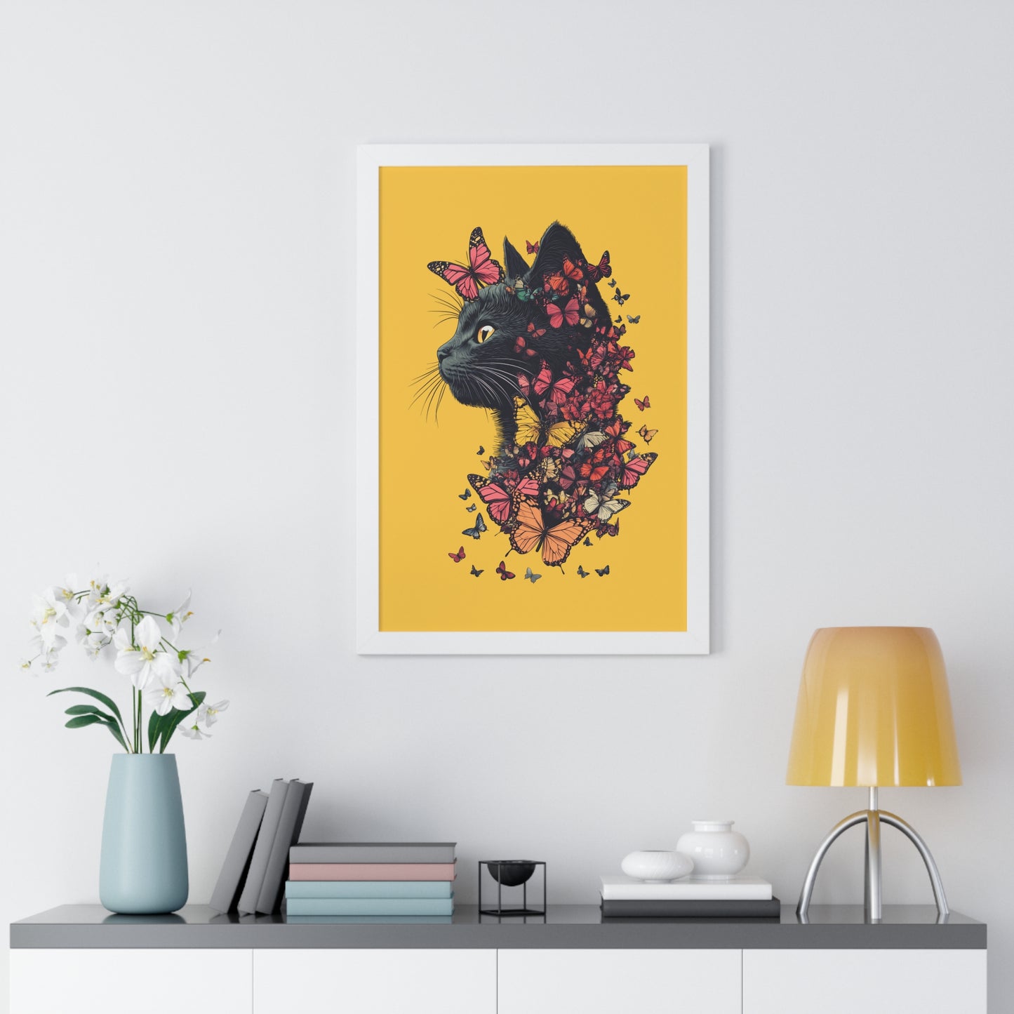 Butterfly Kitty Framed Wall Art