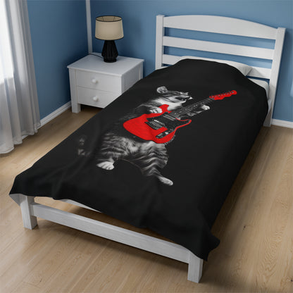 Guitar Gato Velveteen Plush Blanket