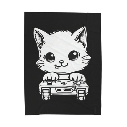 Gamer Kitty Velveteen Plush Blanket