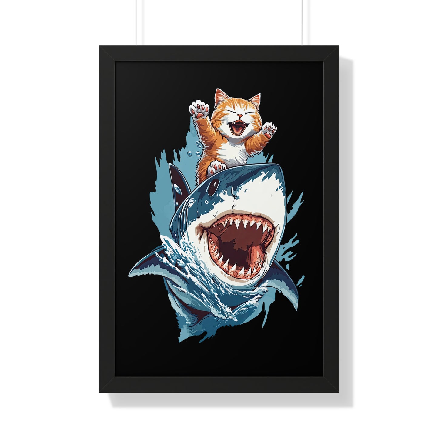 Shark Surfing Framed Wall Art