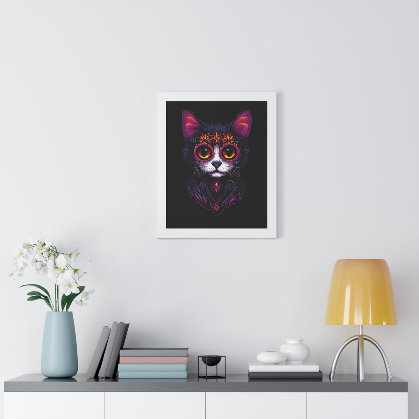 Dia De Muerte Gatito Framed Wall Art