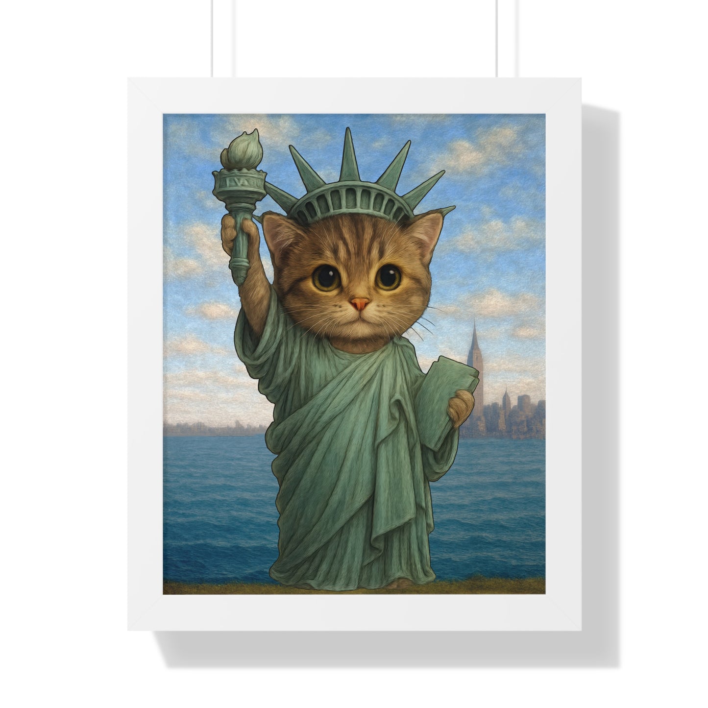 Statue of Meowberty Framed Wall Art
