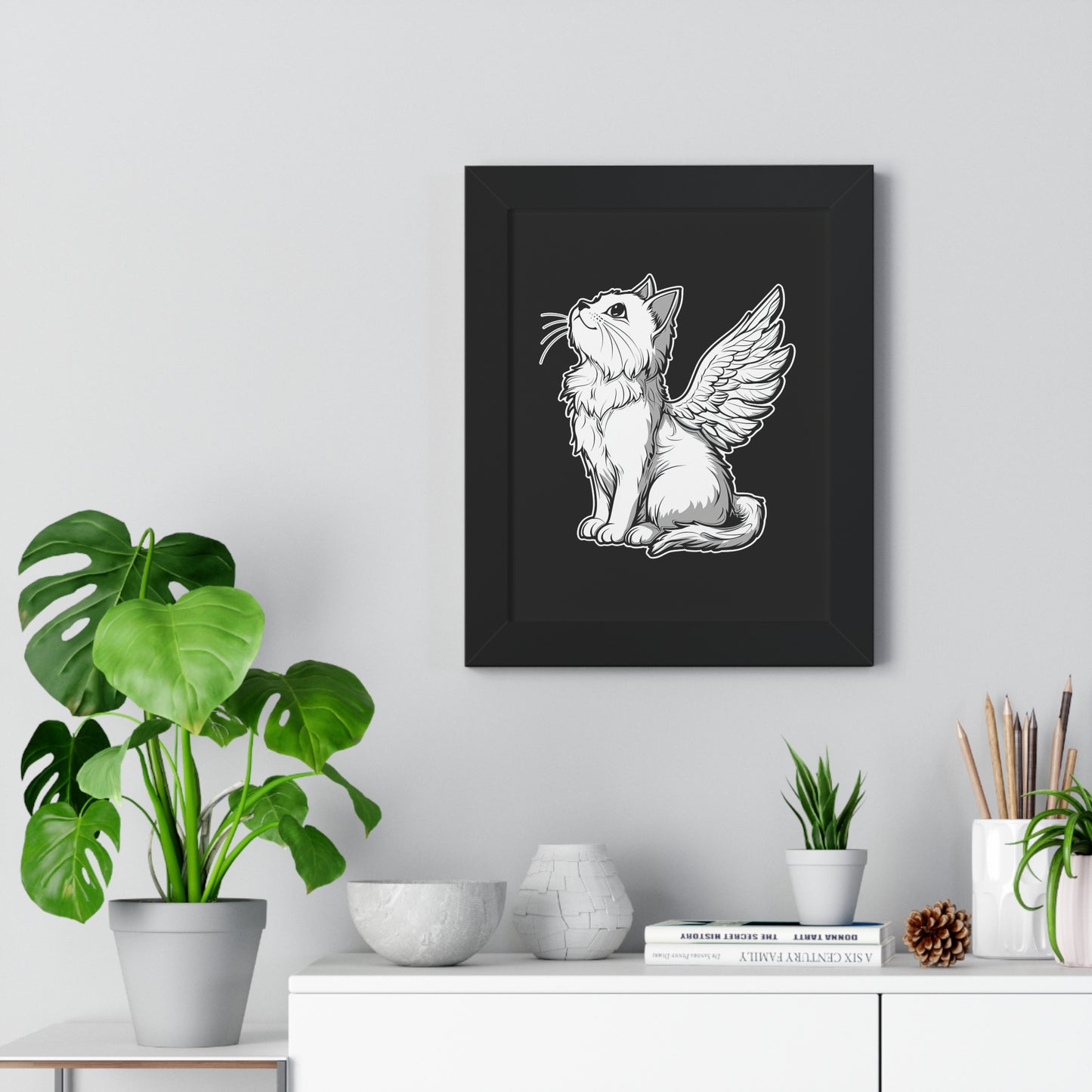 Angel Kitty Framed Wall Art