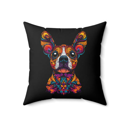 Dia De Muerte Frenchie Throw Pillow