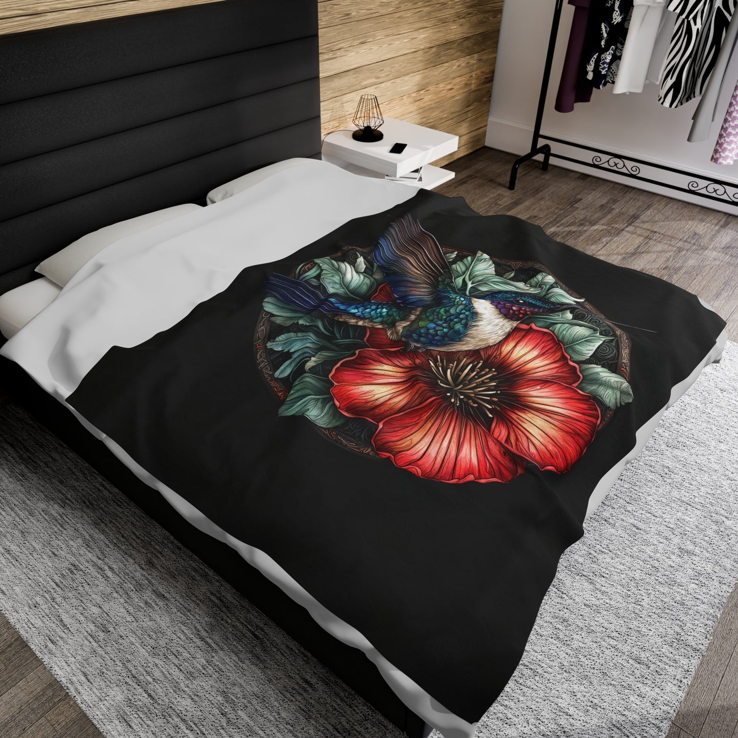 Hummingbird Velveteen Plush Blanket