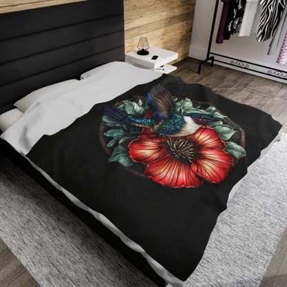 Hummingbird Velveteen Plush Blanket