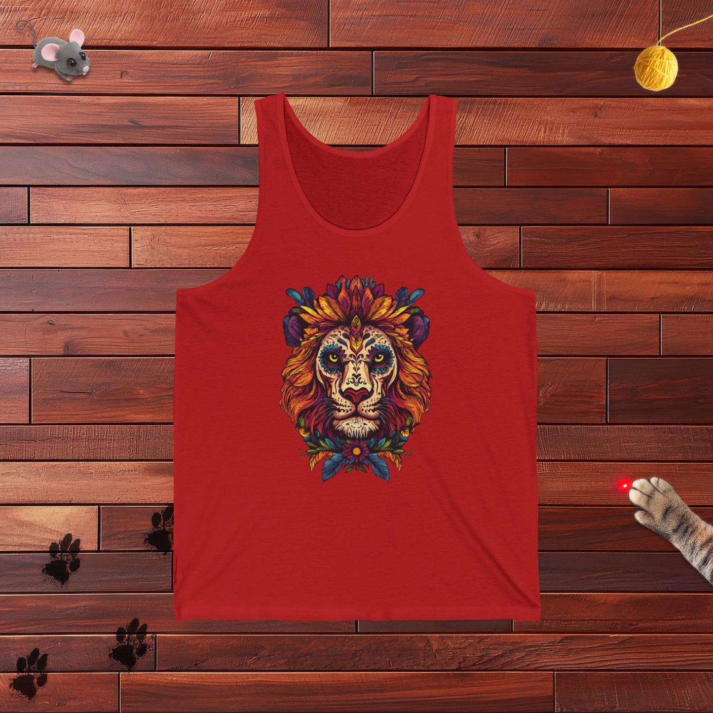 Dia De Muerte Lion Mens Tank