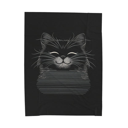 Smiling Cat Velveteen Plush Blanket