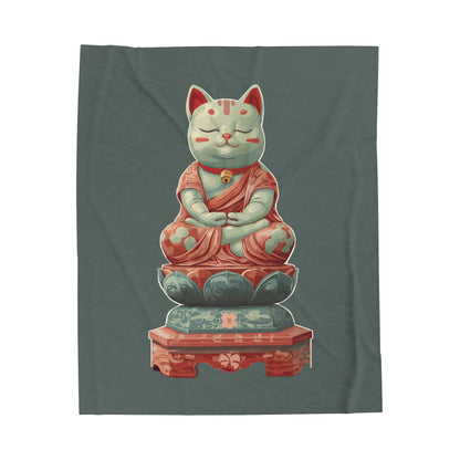 Buddha Kitty Velveteen Plush Blanket