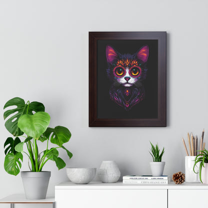 Dia De Muerte Gatito Framed Wall Art