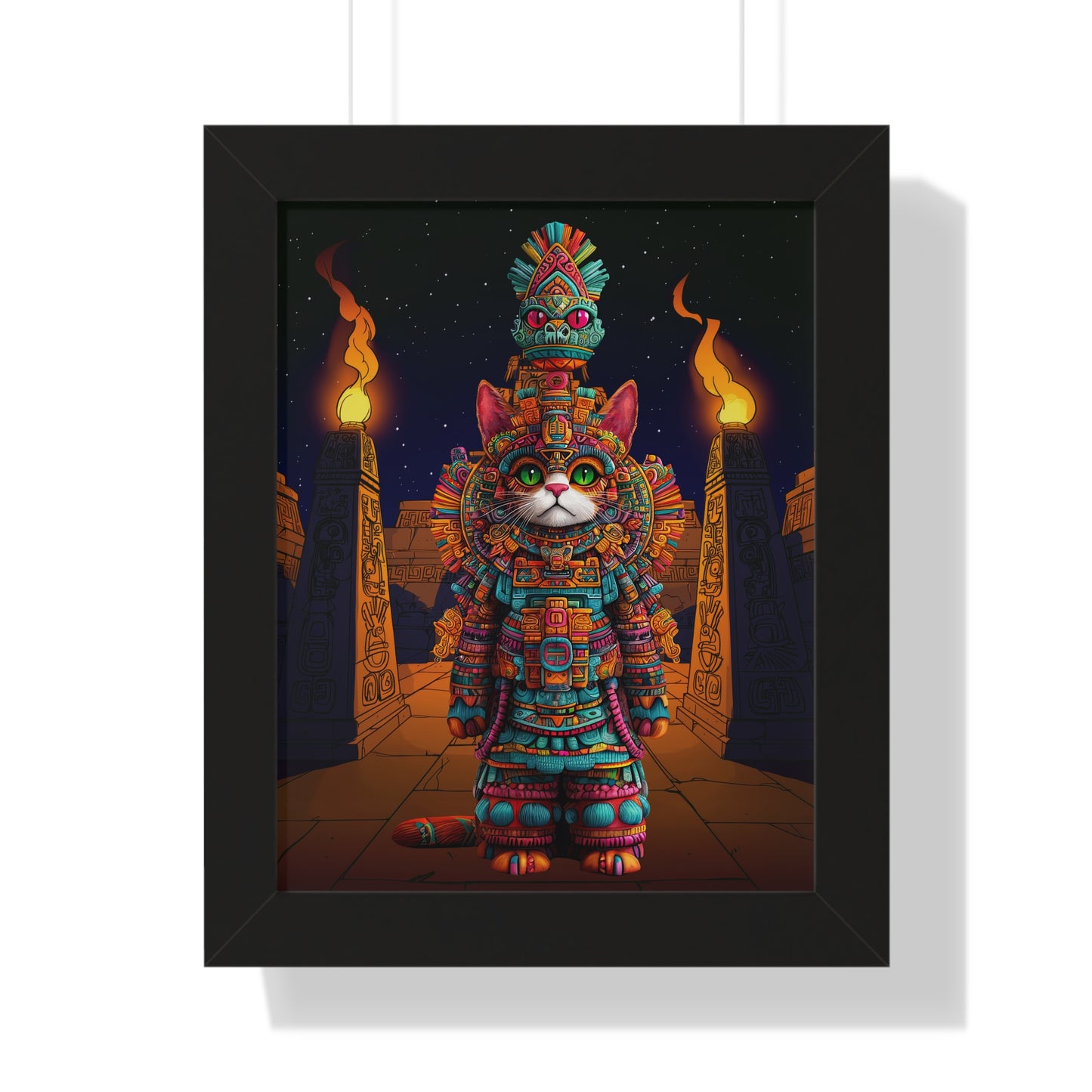 Azteca Gatito Framed Wall Art