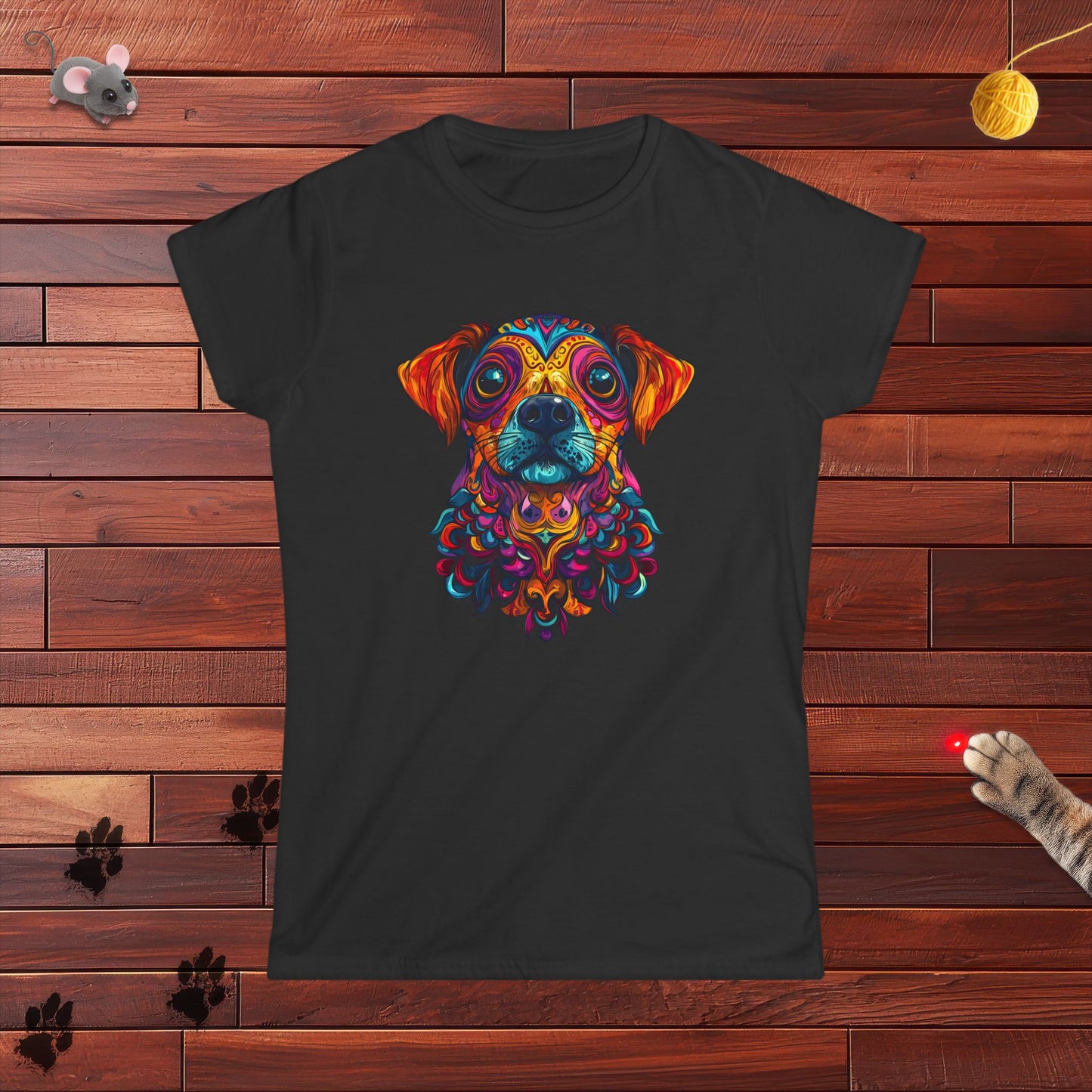 Dia De Muerte Perrito Ladies Tee