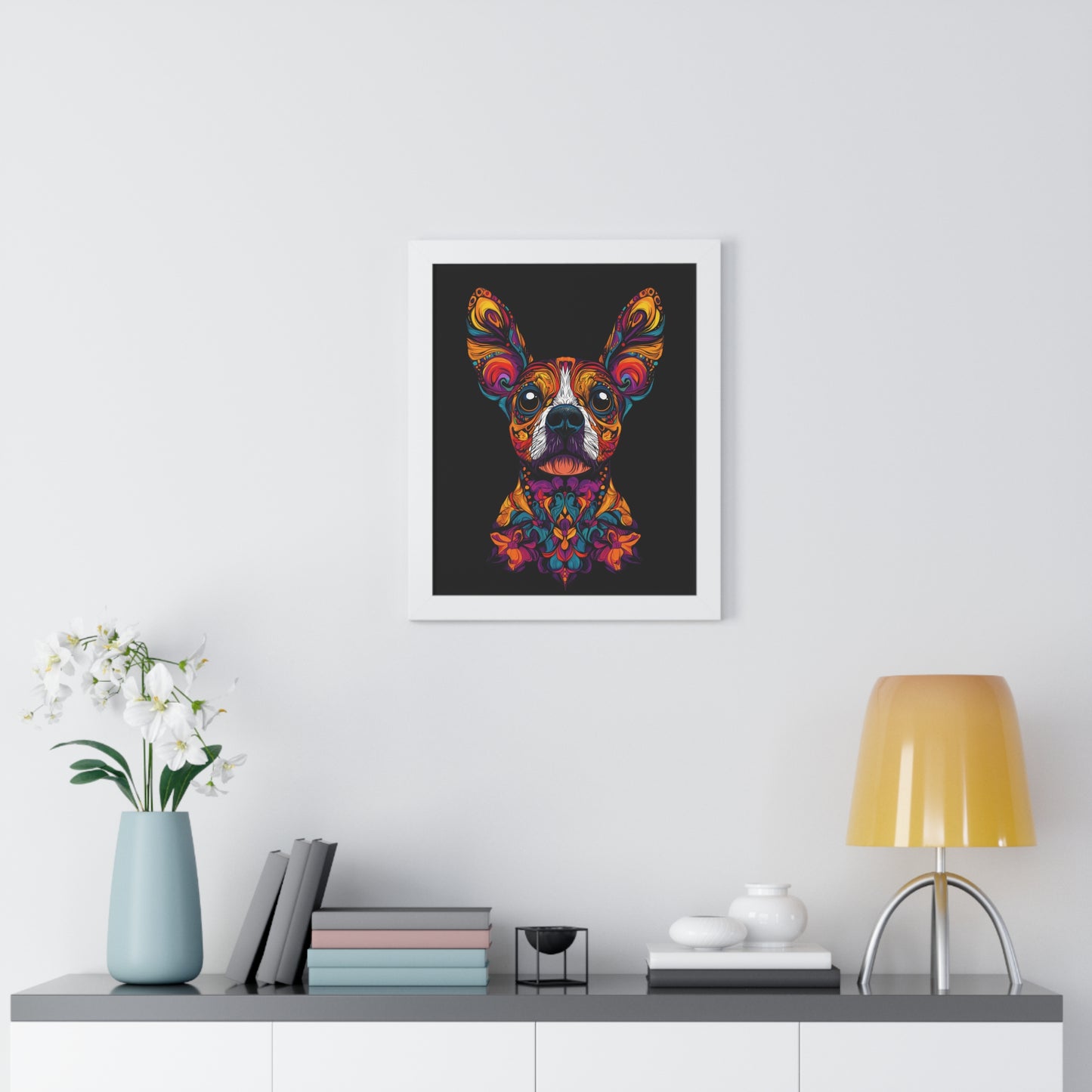 Dia De Muerte Frenchie Framed Wall Art