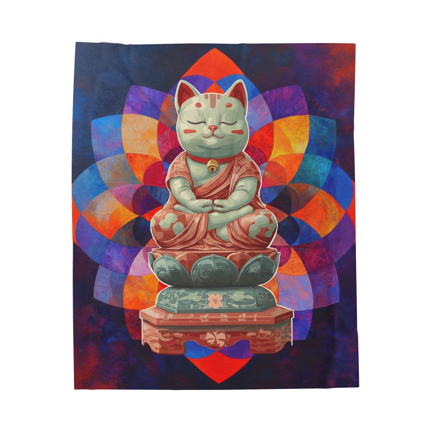 Buddha Kitty Velveteen Plush Blanket