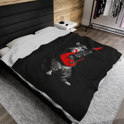 Guitar Gato Velveteen Plush Blanket