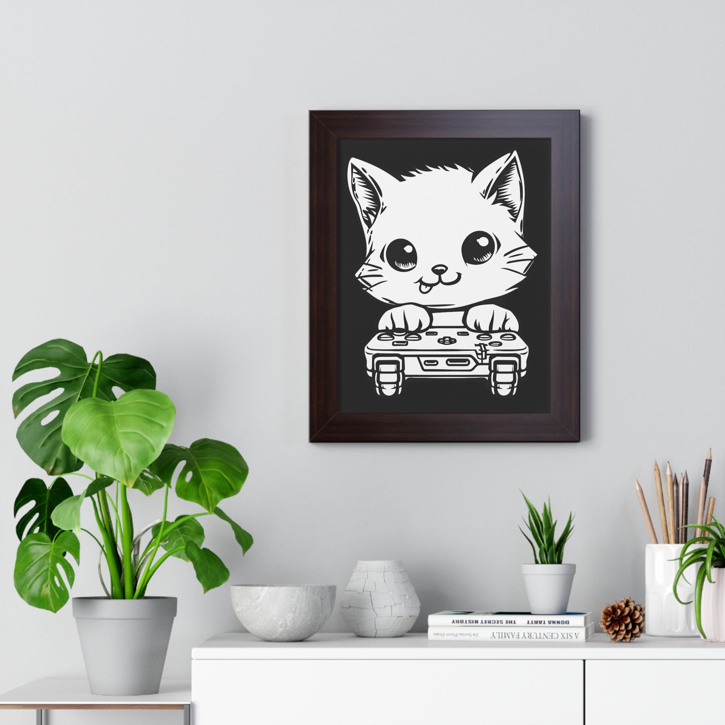 Gamer Kitty Framed Wall Art