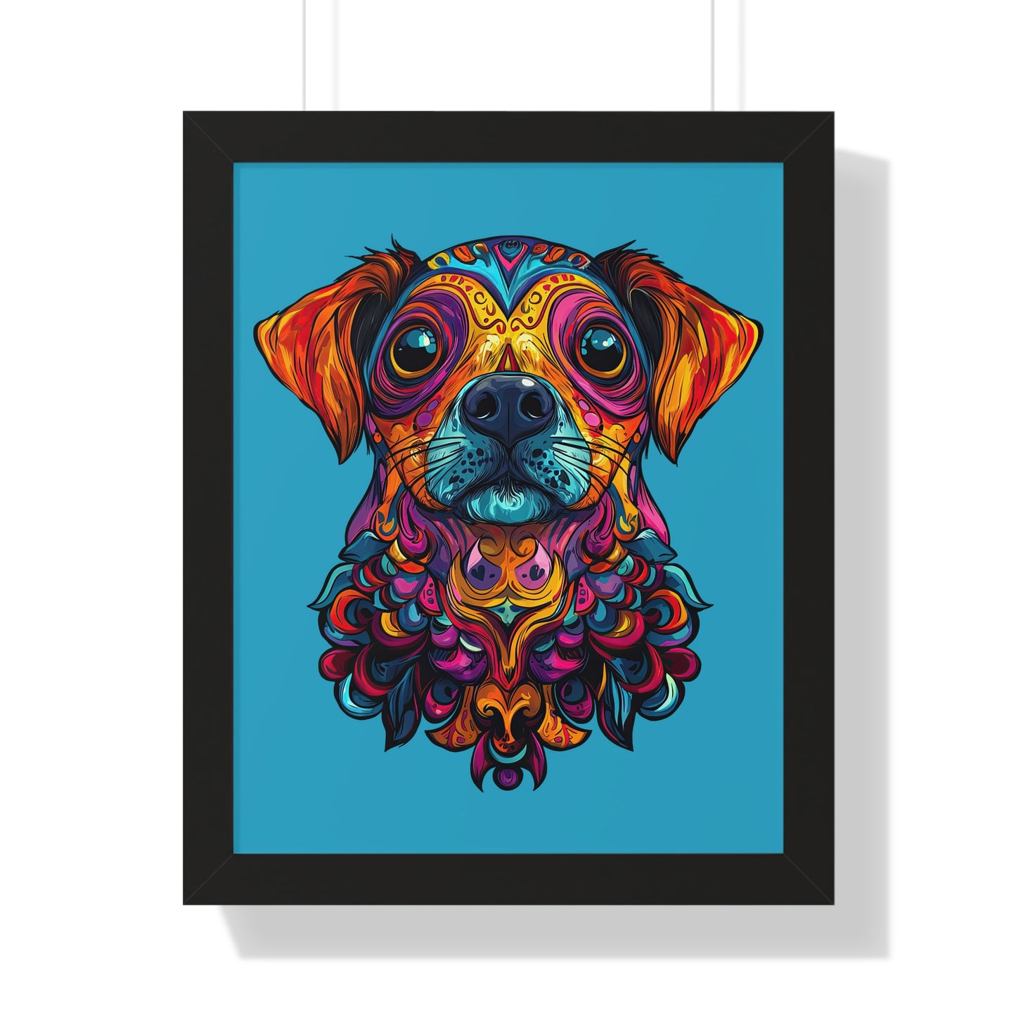 Dia De Muerte Perrito Framed Wall Art