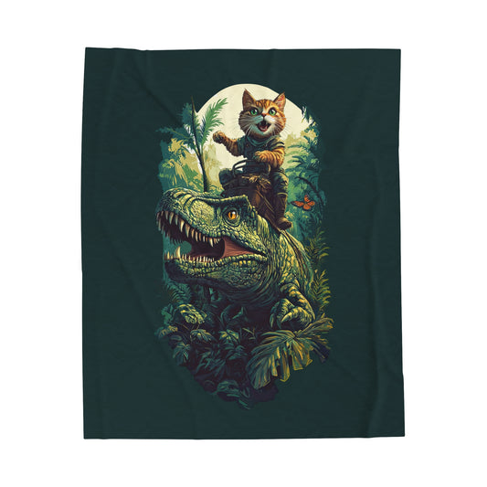 Dino Rider Velveteen Plush Blanket