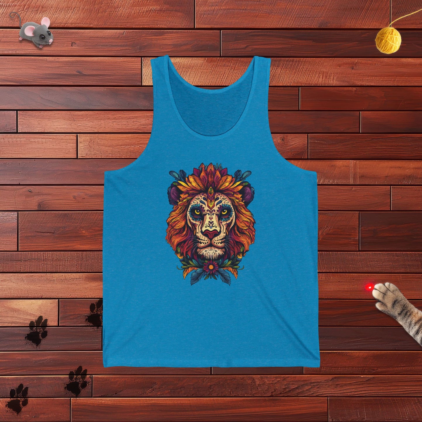 Dia De Muerte Lion Mens Tank