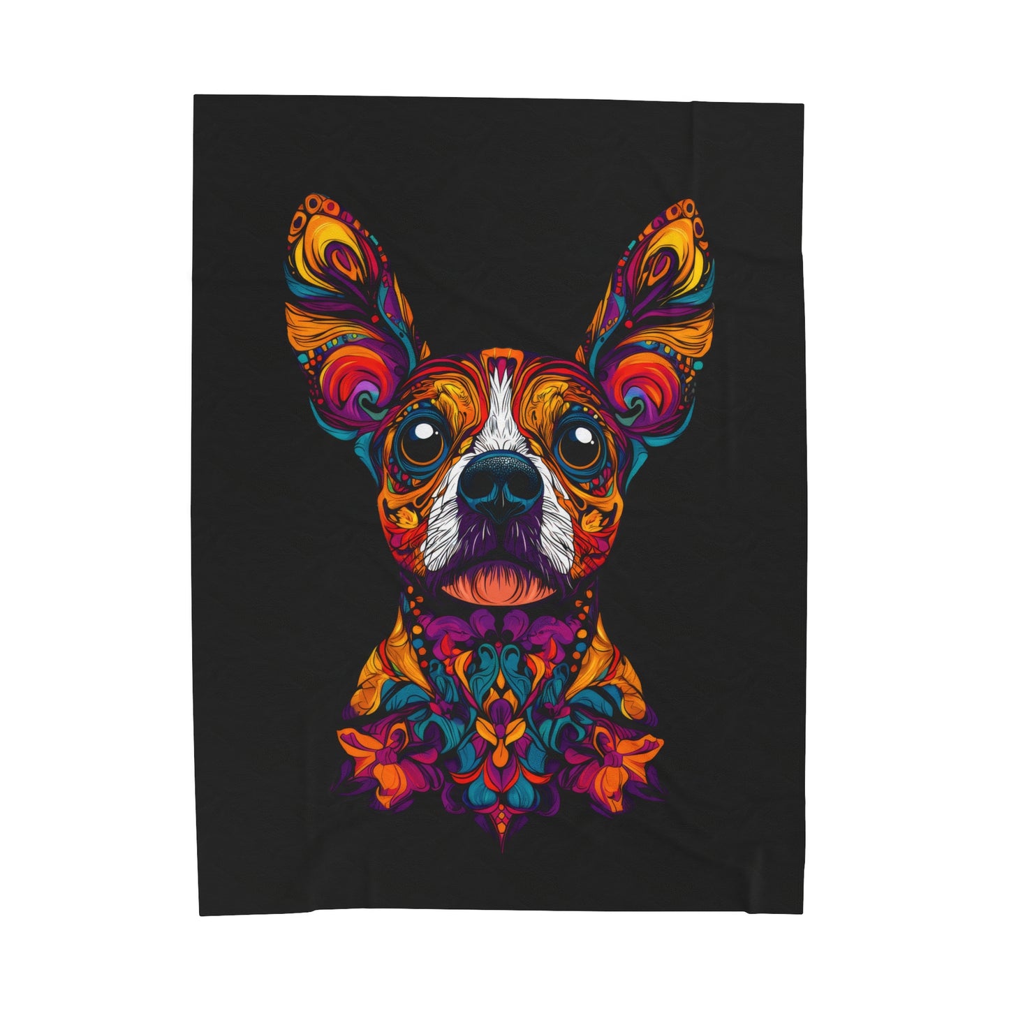 Dia De Muerte Frenchie Velveteen Plush Blanket