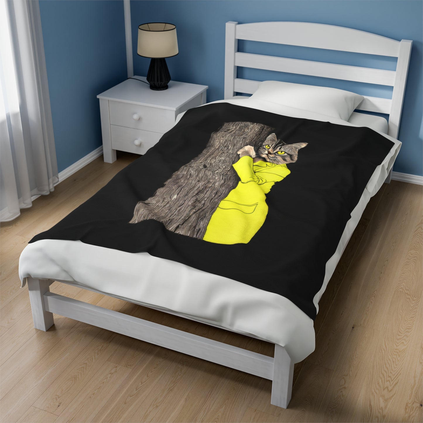 Yellow Jacket Cat Velveteen Plush Blanket