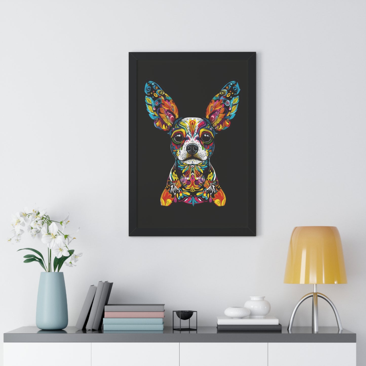 Dia De Muerte Doggo Framed Wall Art