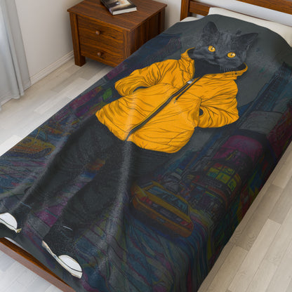 Street Cat Style Velveteen Plush Blanket