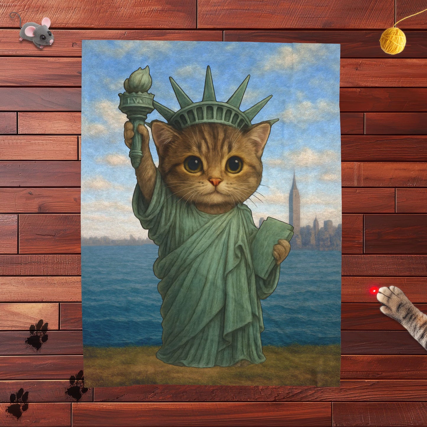 Statue of Meowberty Velveteen Plush Blanket