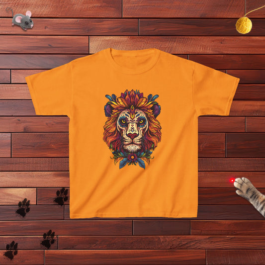 Dia De Muertos Lion Kids Tee