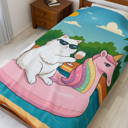 Meowmosa Vibes Velveteen Plush Blanket