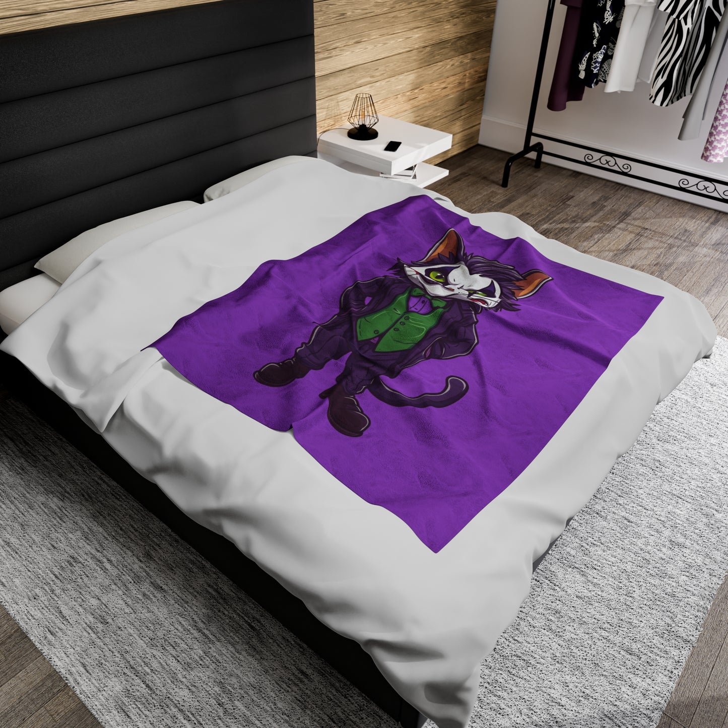 Joker Cat Velveteen Plush Blanket