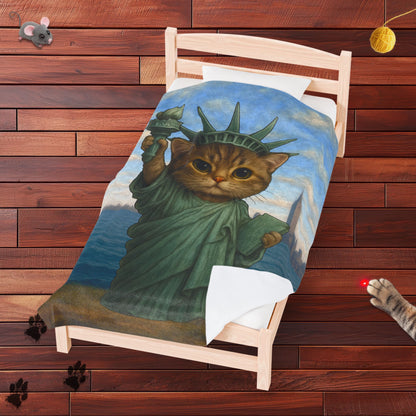 Statue of Meowberty Velveteen Plush Blanket