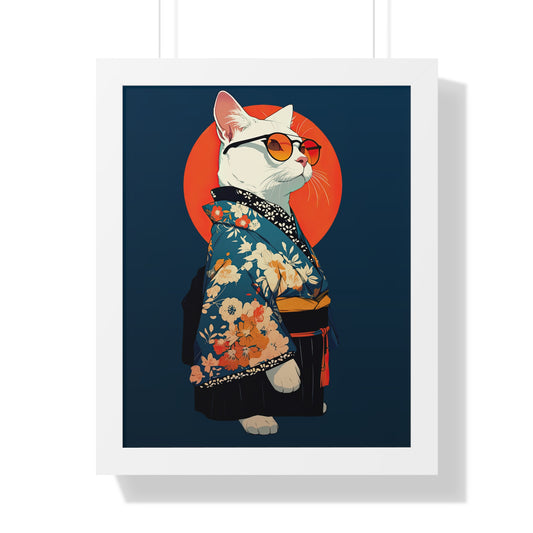 Kimono Kitty Framed Wall Art