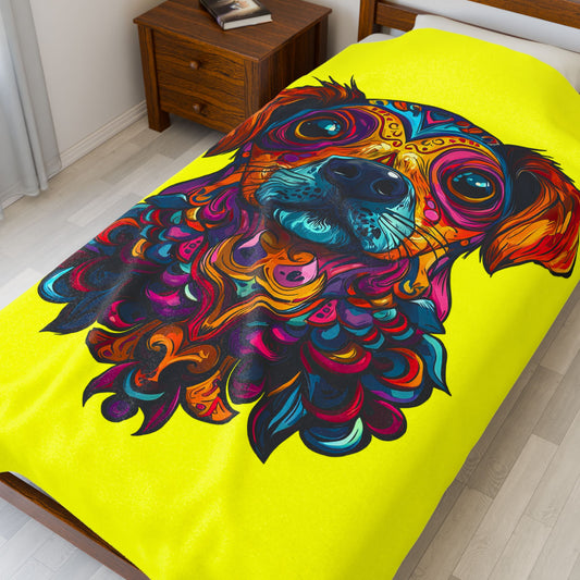 Dia De Muertos Perrito Velveteen Plush Blanket