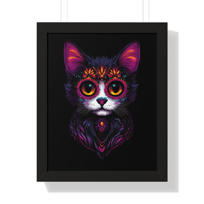 Dia De Muerte Gatito Framed Wall Art