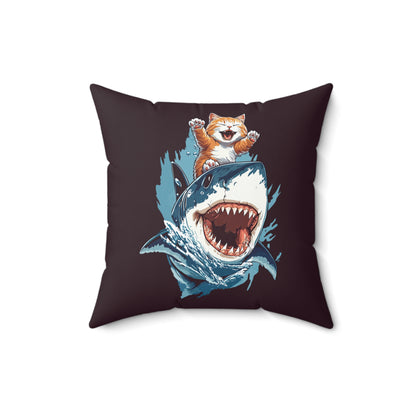 Shark Surfing Throw Pillow