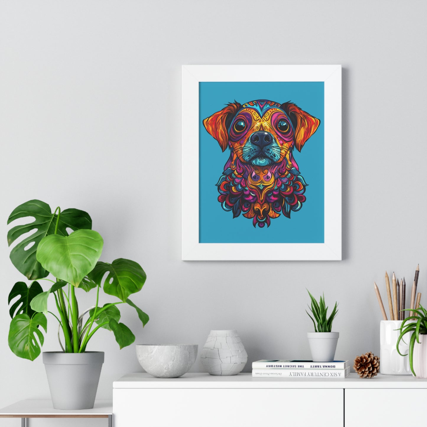 Dia De Muerte Perrito Framed Wall Art