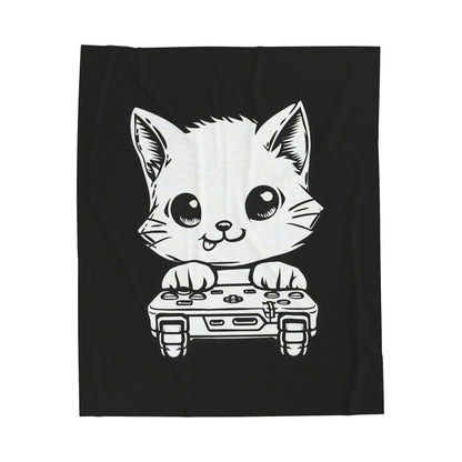 Gamer Kitty Velveteen Plush Blanket