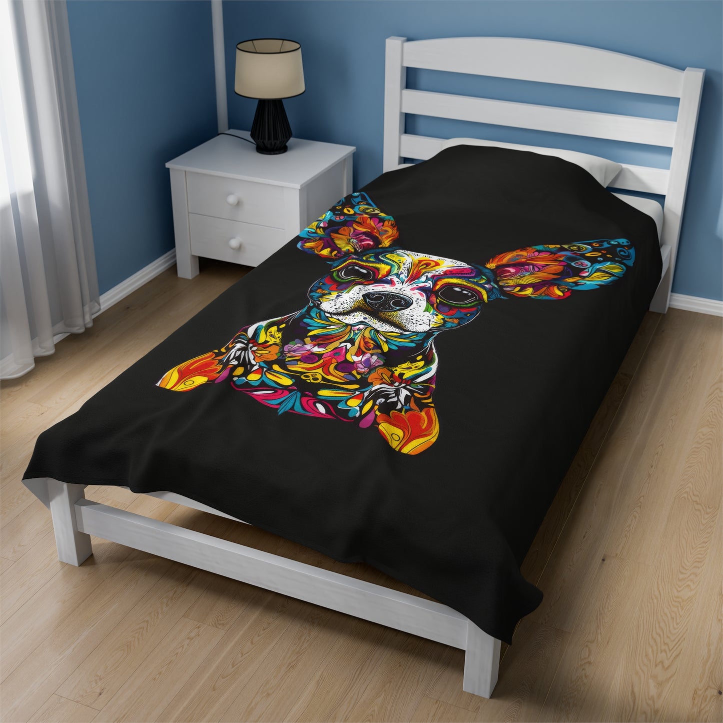 Dia De Muerte Doggo Velveteen Plush Blanket